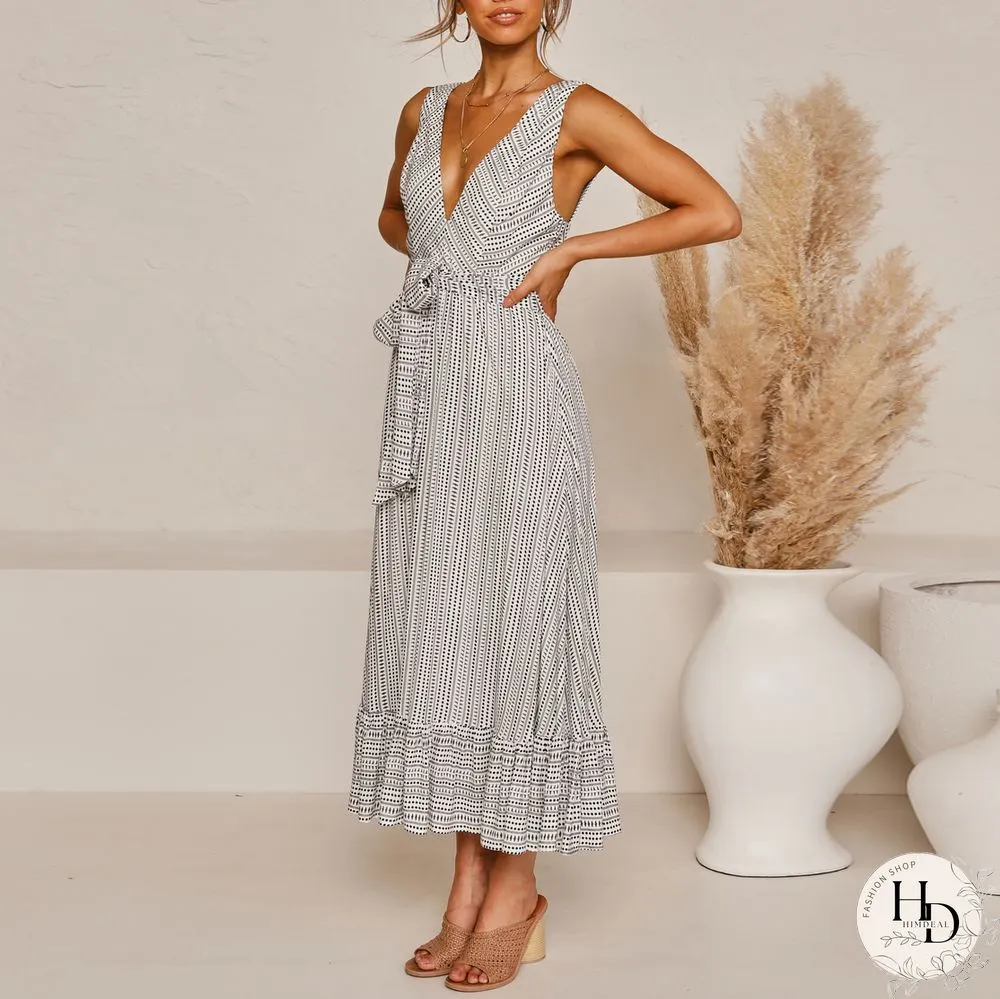 Sleek Sleeveless Overlap Dress