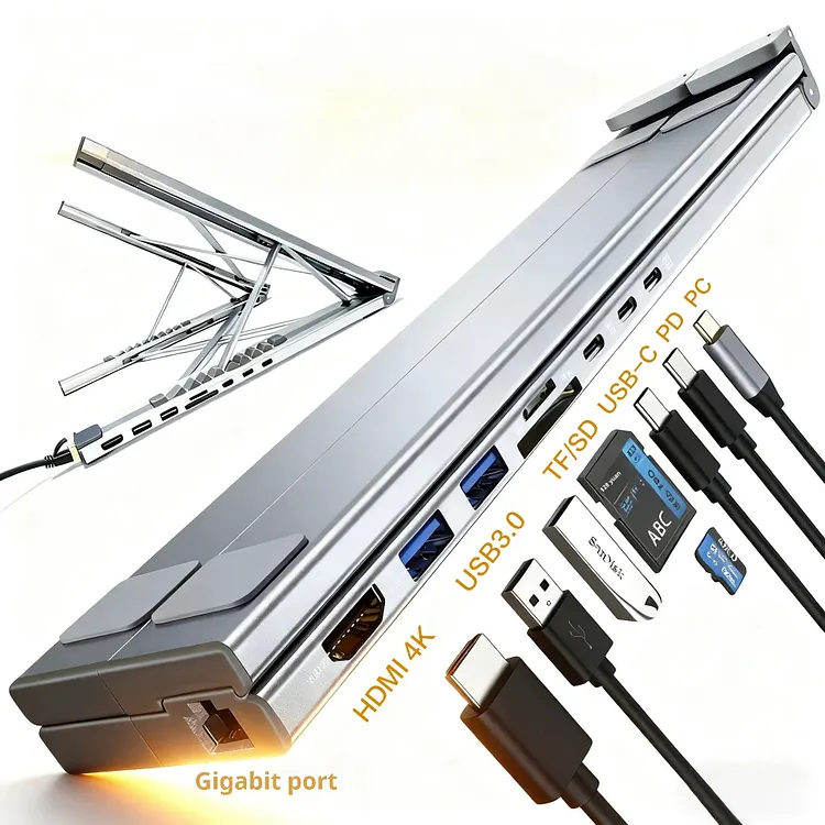 9-in-1 USB-C Hub Docking Station Foldable Laptop St