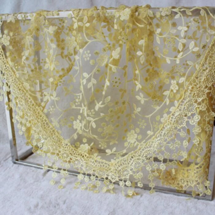 CUHAKCI Female Wraps Women Lace Triangle Scarf Silk Flower Girls Tassel Casual Shawls and Scarves 18 Colors