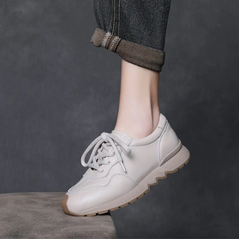 Yyvonne Layer Cowhick Retro Thick-Soled Casual Shoes Women 2025 Spring Festival New Port Style Forrest Shoes Flat Women's Shoes