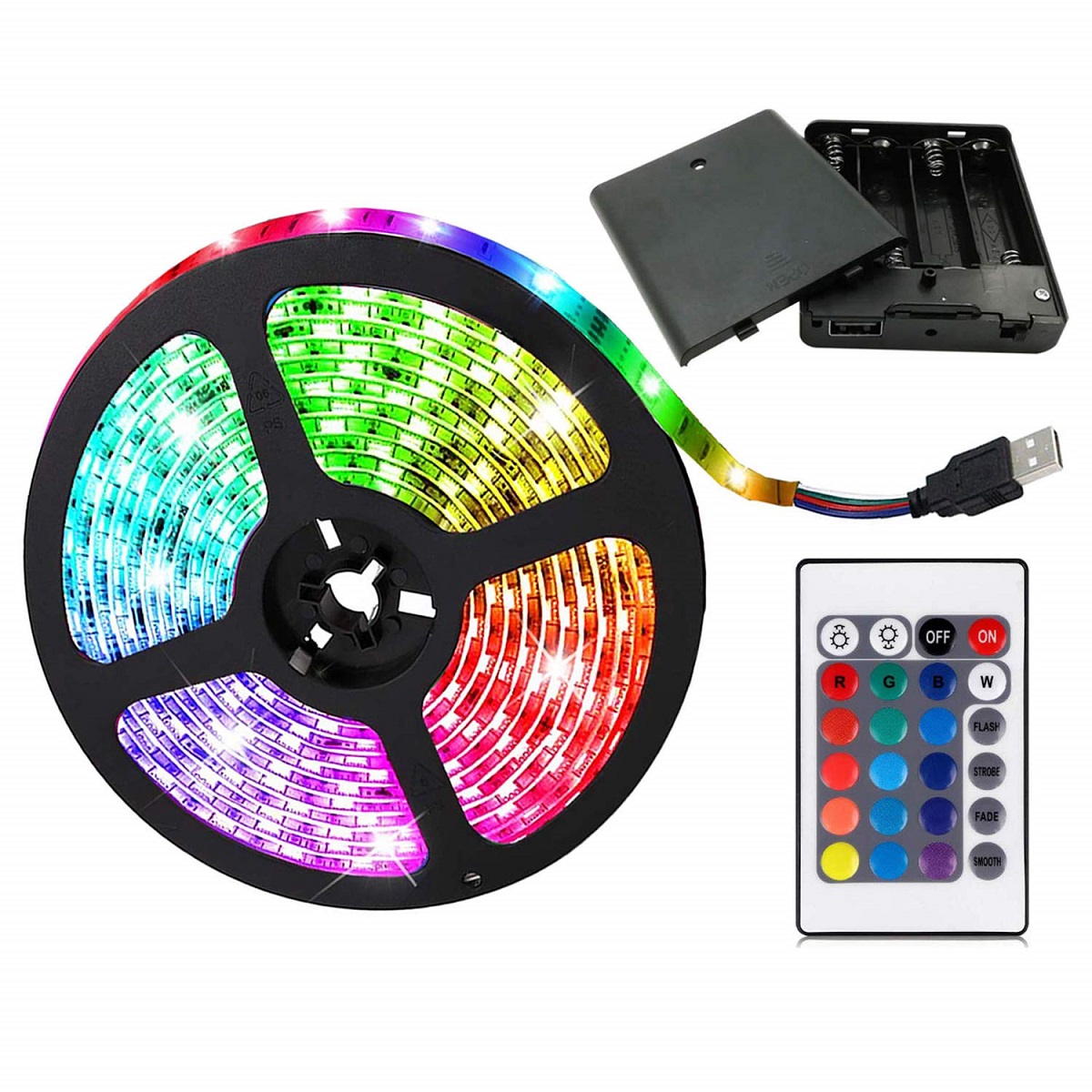 

LED Strip Light RGB 5050 SMD Diode 2m Tape Ribbon with Remote Control, 501 Original
