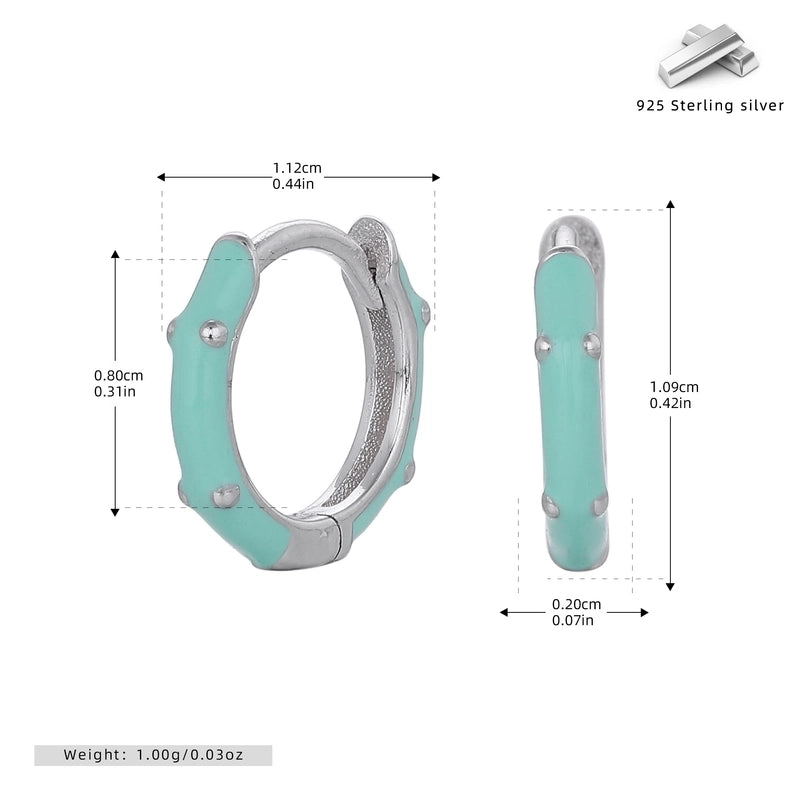 1 Pair 925 Sterling Silver Round Earrings