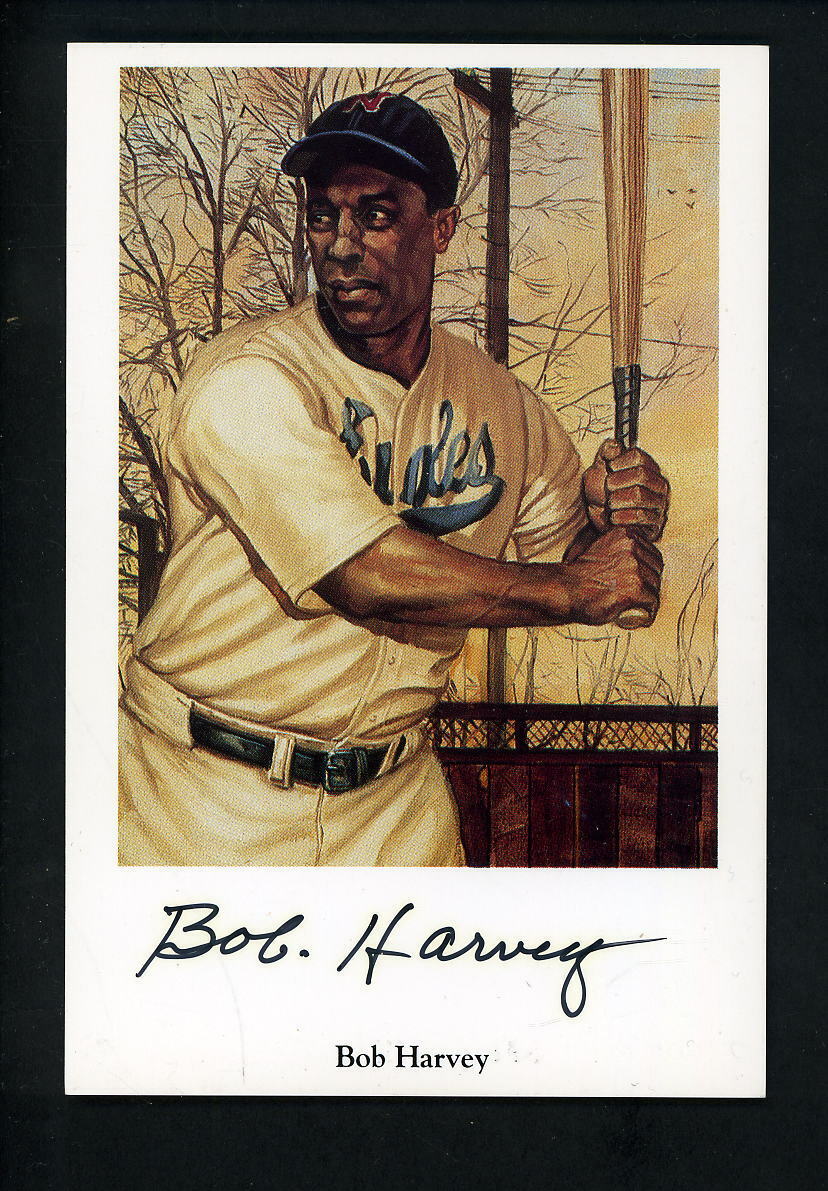 Bob Harvey SIGNED Negro League Ron Lewis Photo Poster painting Postcard Autographed