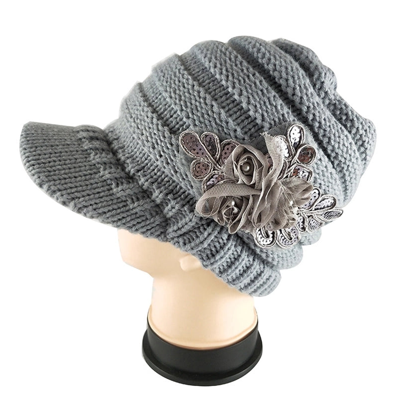 New Autumn And Winter Women’s Knitted Hat Trendy Sequin Decal Ear Protection Wool Hat