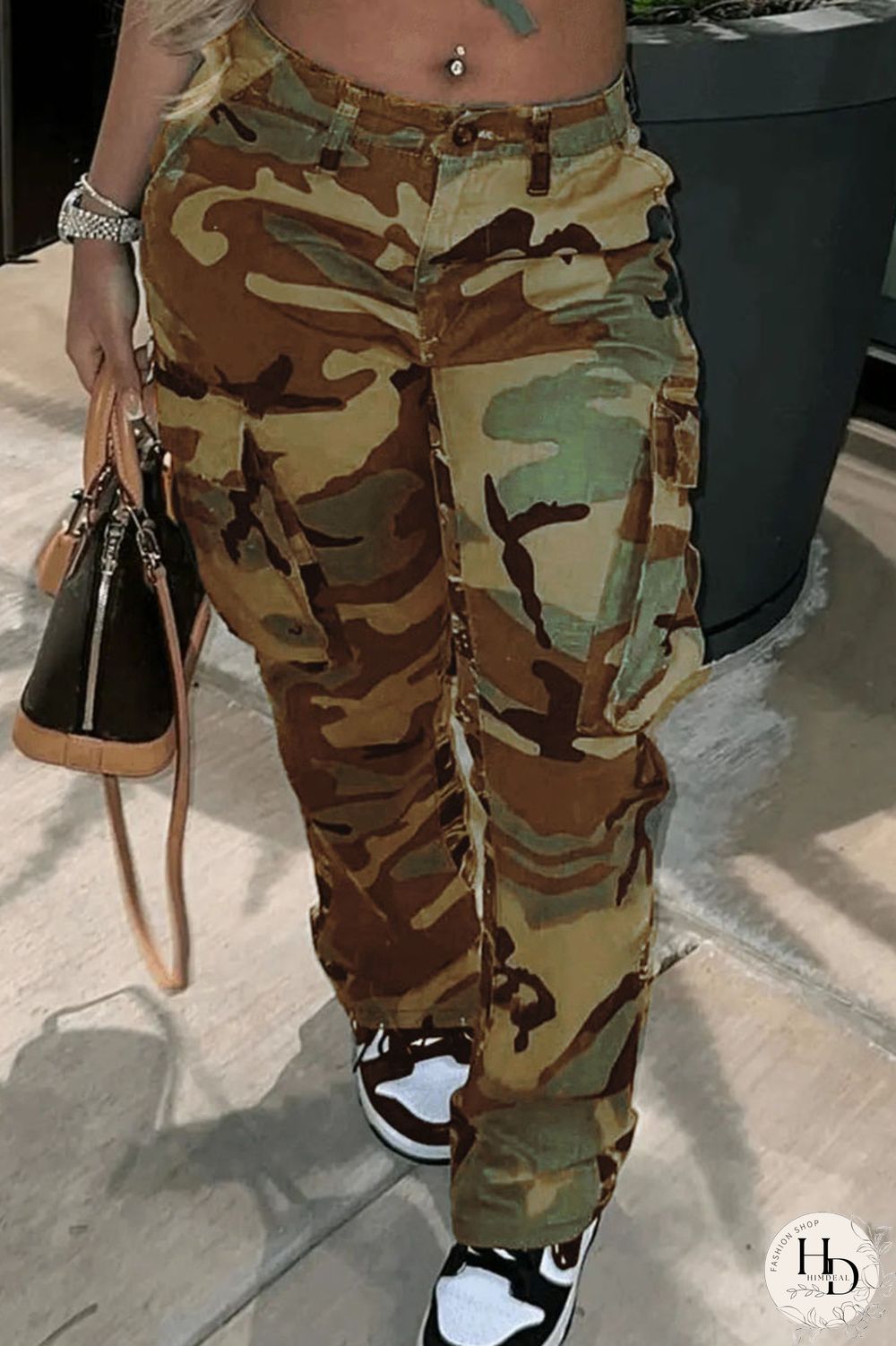Camouflage Casual Print Camouflage Print Patchwork Plus Size
