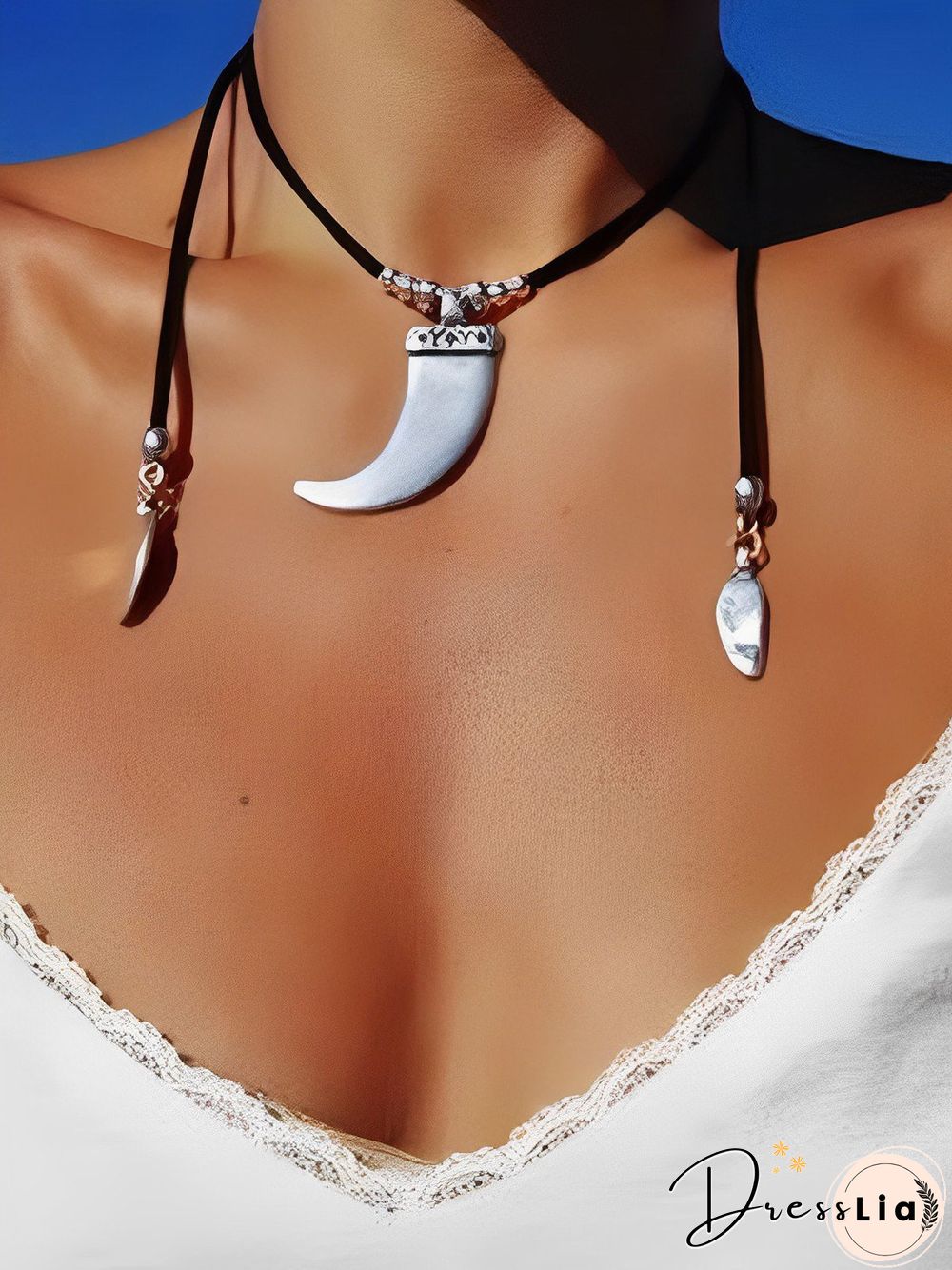 Women Abstract All Season Ethnic Metal Leather Party Metal Standard Pendant Necklaces Necklace