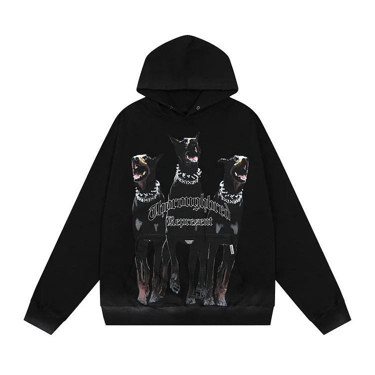 Represent Hoodie Doberman Pinscher Printed Hoodie Distressed Loose