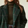 Women's Vintage Wool Plaid Mid-Length Lapel Jacket Coat by Inlyline