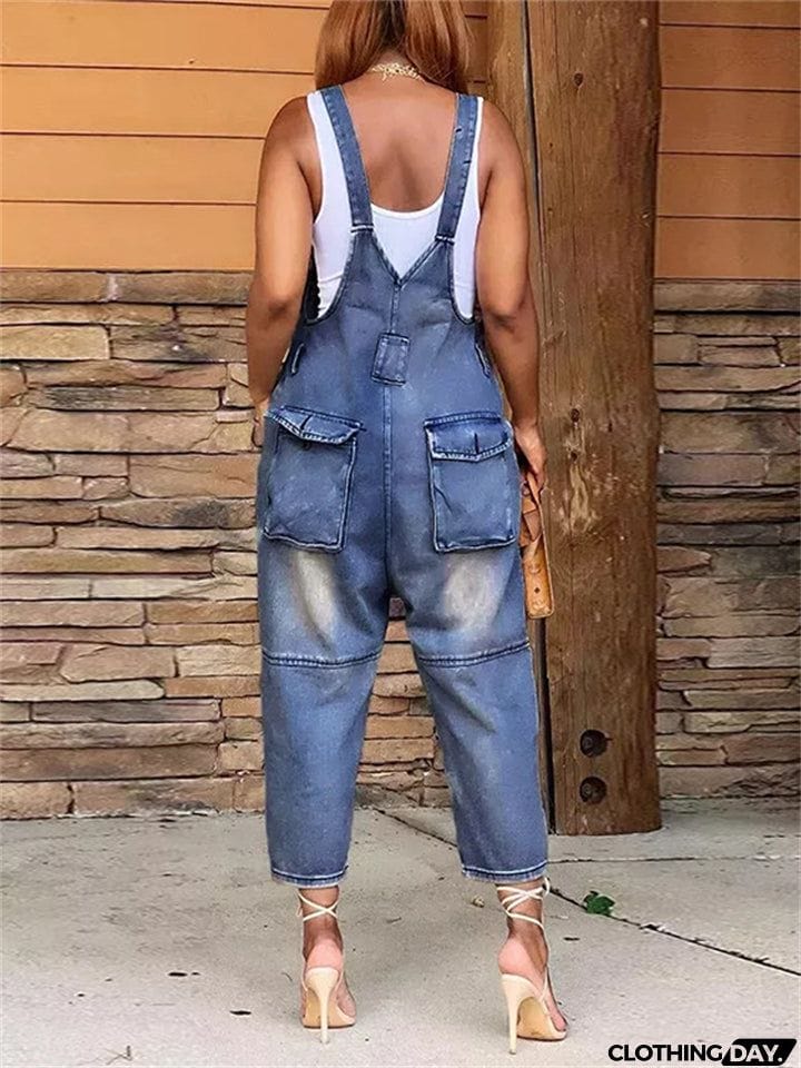 Fashion Relaxed Hard-wearing Ladies Denim Jumpsuits