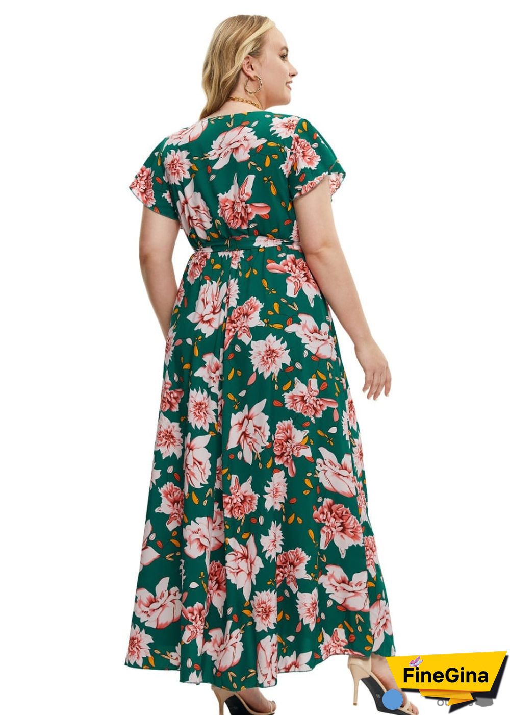 Boho Plus Size Printed Slit Maxi Dress Gianna