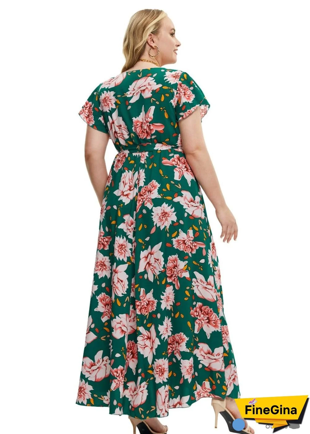 Boho Plus Size Printed Slit Maxi Dress Gianna