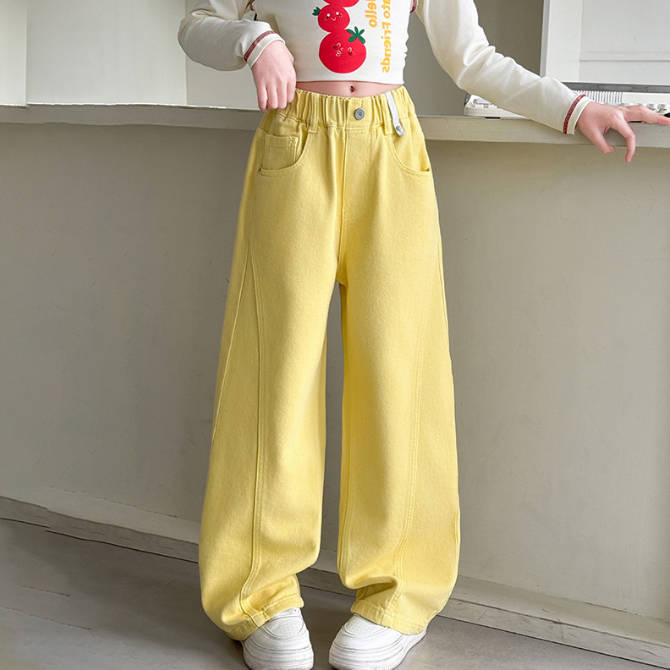 合わせやすい ファッション ハイウエスト ゆったり 個性 キッズ 女の子 パンツ