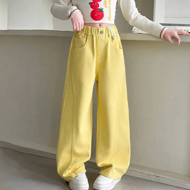 合わせやすい ファッション ハイウエスト ゆったり 個性 キッズ 女の子 パンツ