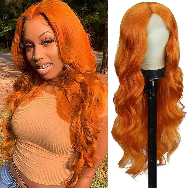 Jewtribute Hair®|Long Wavy Wig  for Black Women  Orange Red 
