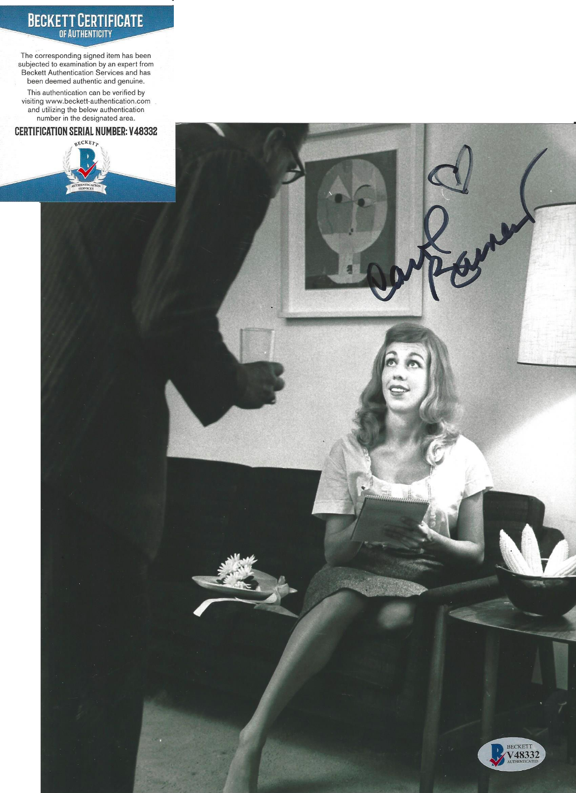 CAROL BURNETT SIGNED 8x10 SHOW Photo Poster painting 1 COMEDY ACTRESS PROOF BECKETT COA BAS