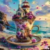Seaside Teacup Castle-Full Round Diamond Painting 40*40CM