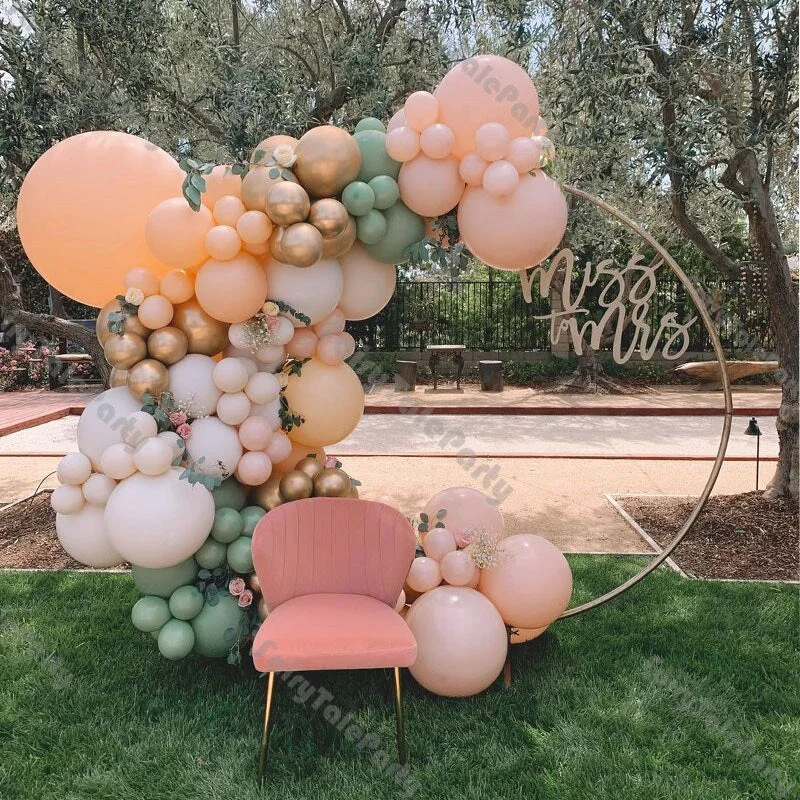 121pcs Dusty Green Cream Peach Chrome Gold Natural Sand Balloons Arch Baby Shower Gender Reveal Wedding Birthday Party Supplies