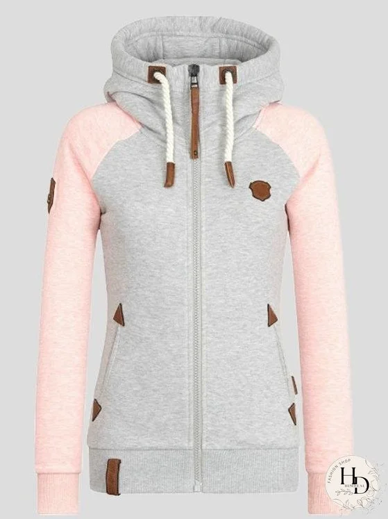 Women's Colorblock Zip-Up Hoodie