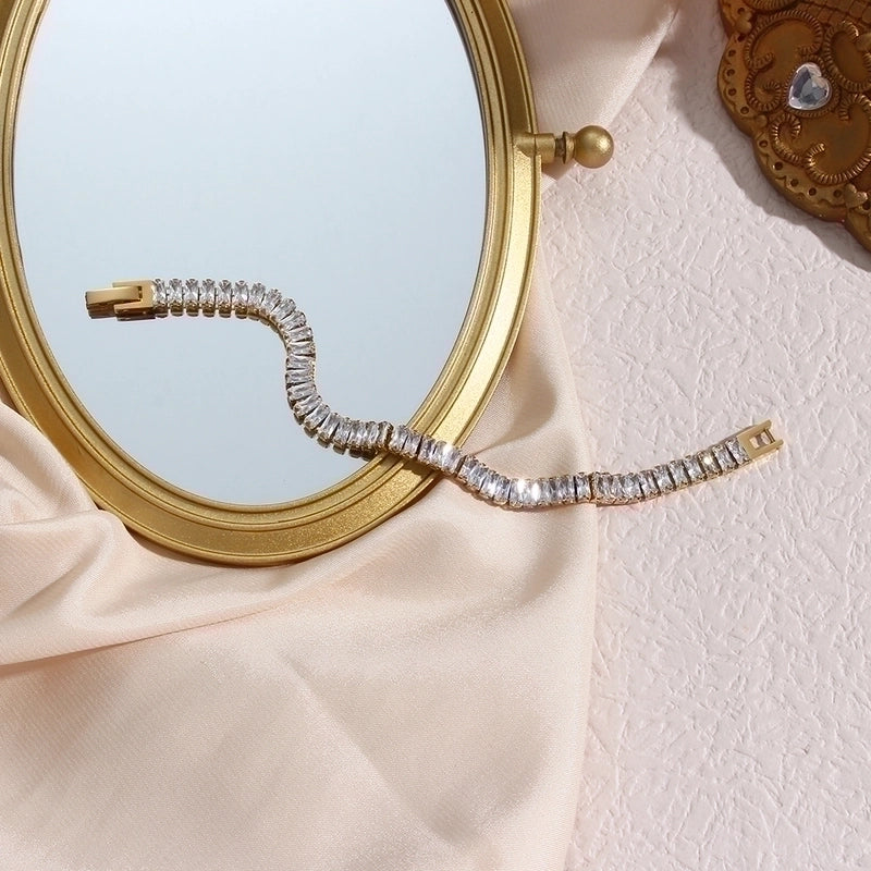 Roman Style Stainless Steel Plating Inlay Zircon 18k Gold Plated Bracelets