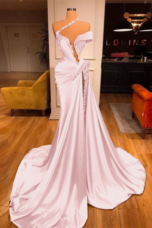Wholesale Sexy Silver Mermaid Off The Shoulder Long Beaded Prom Dress With Split prom dresses shops main image 1