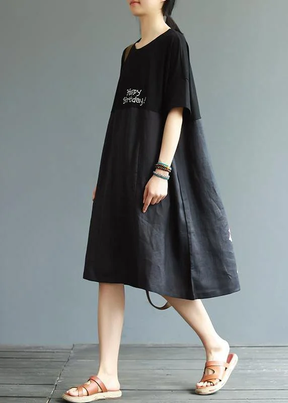 Women Cotton outfit Pakistani Cartoon Little Girl And Letter Printed Loose Dress