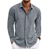 Camicia da uomo a maniche lunghe in cotone e lino con revers