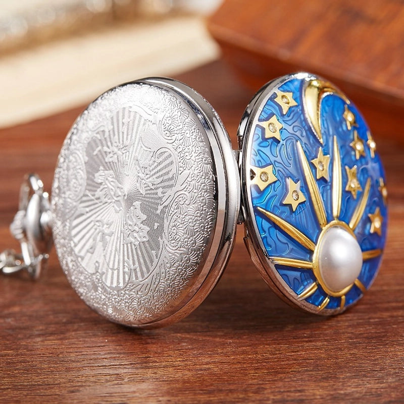 Artistic Star Moon Quartz Pocket Watch Women's Watches