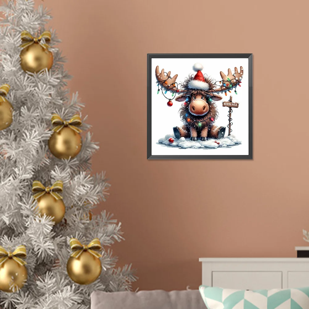 Diamond Painting - Full Round Drill - Christmas Elk(Canvas|30*30cm)