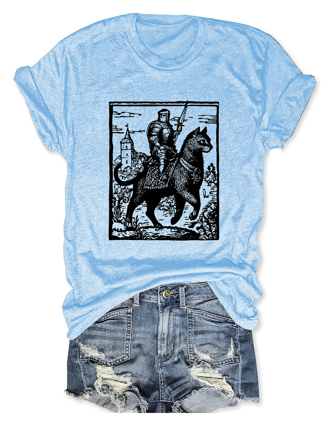 Knight Cat Rider Vintage T-shirt