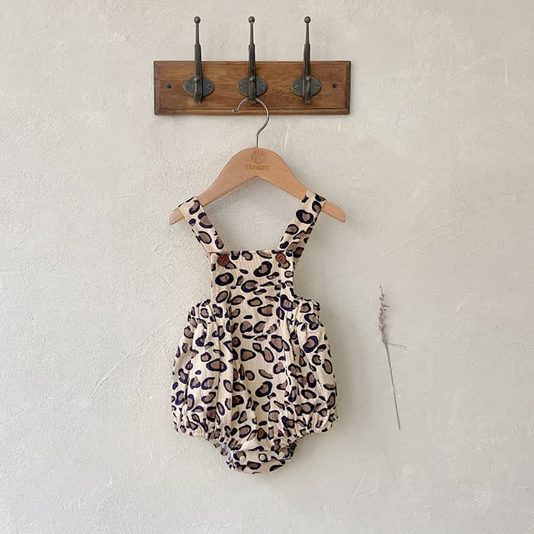 Baby Leopard Floral Strap Overalls