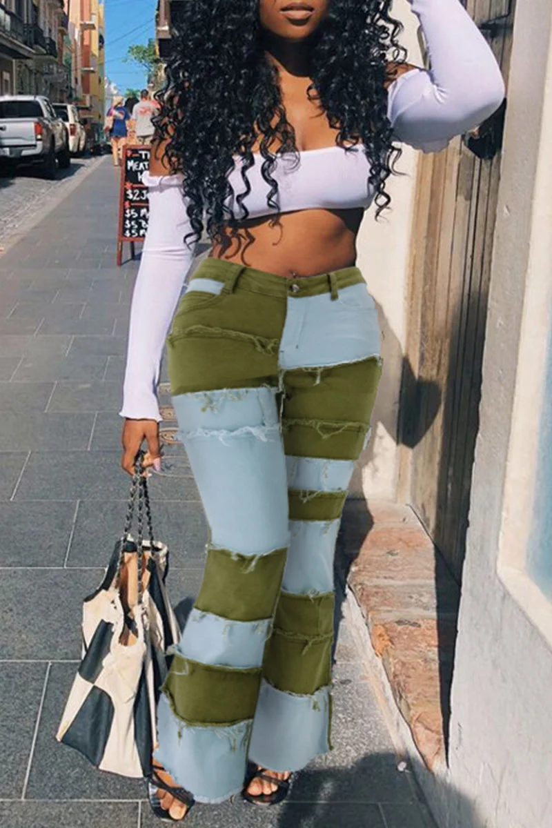 Fashion Patchwork Denim Jeans