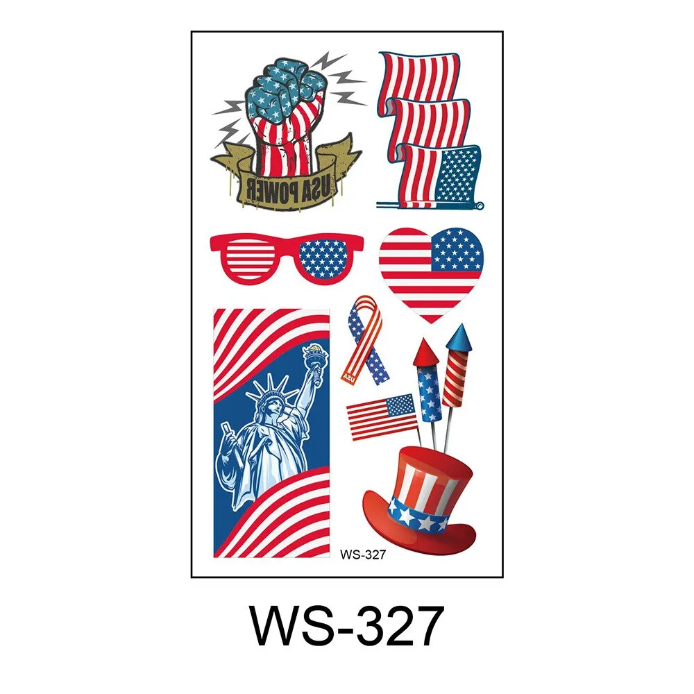 20 Kinds American Flag Tattoos Independence Day Temporary Body Sticker Disposable Waterproof tatouage temporaire