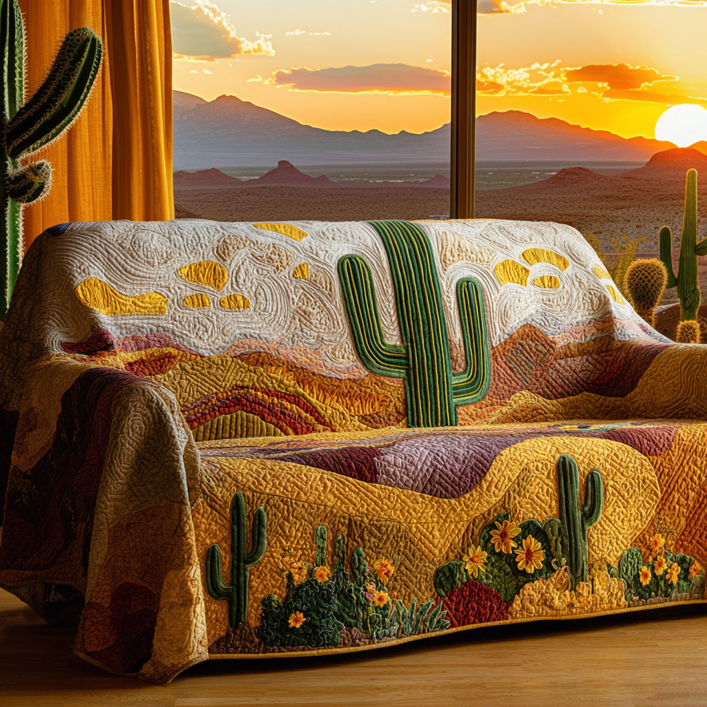 Sunset Cactus Quilted Sofa Cover NCU0VL3025 everthome