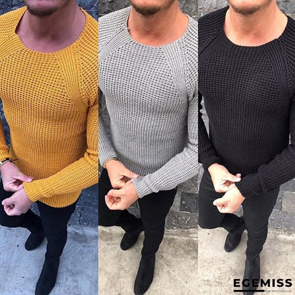 Men's Knitted Sweater Round Neck Long Sleeve Pullover | EGEMISS