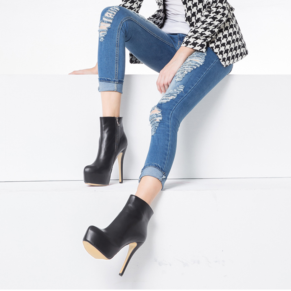 6" Women's Sky High Heels Platform Winter Ankle Boots  Matte Shoes-MERUMOTE