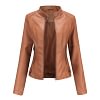 Slim-fit Stand-collar Leather Jacket Woman Biker Jacket