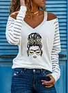 Off Shoulder Top Woman Print T-shirt