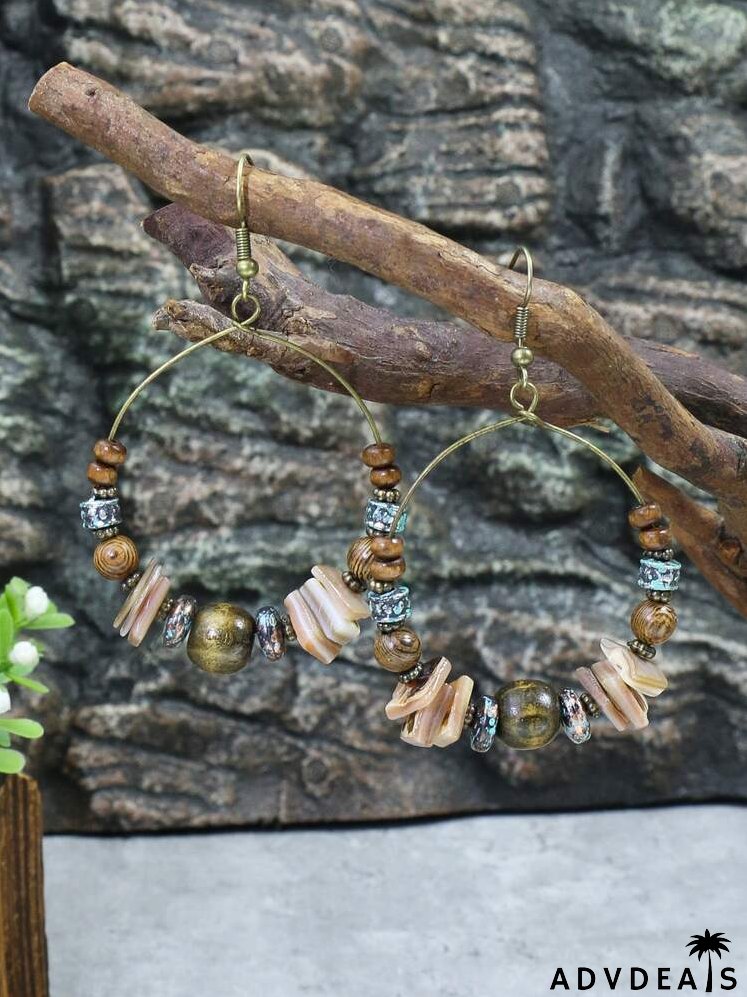 Bead Decor Circle Drop Earrings