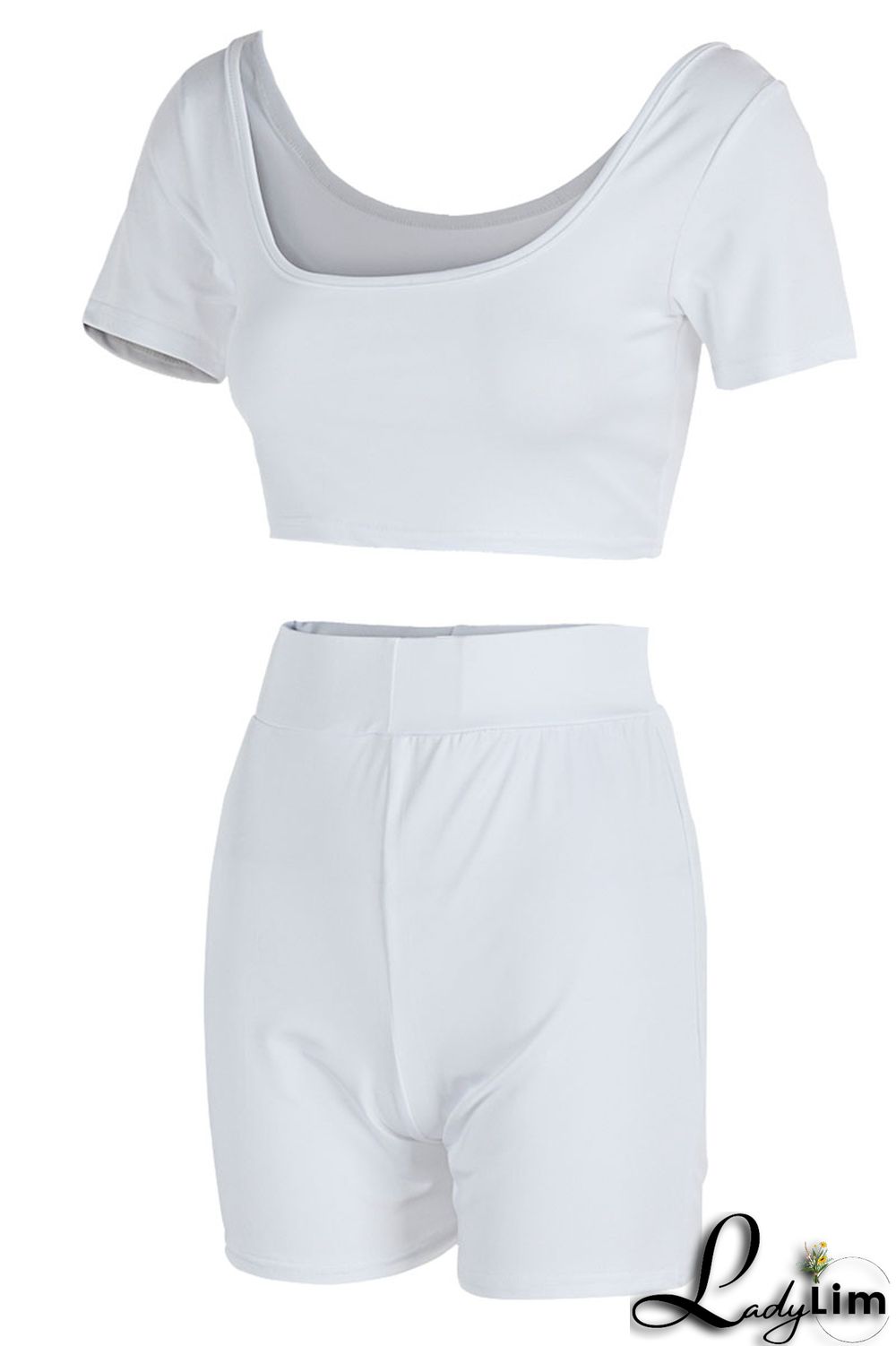 Red Sexy Solid Split Joint U Neck Short Sleeve Two Pieces