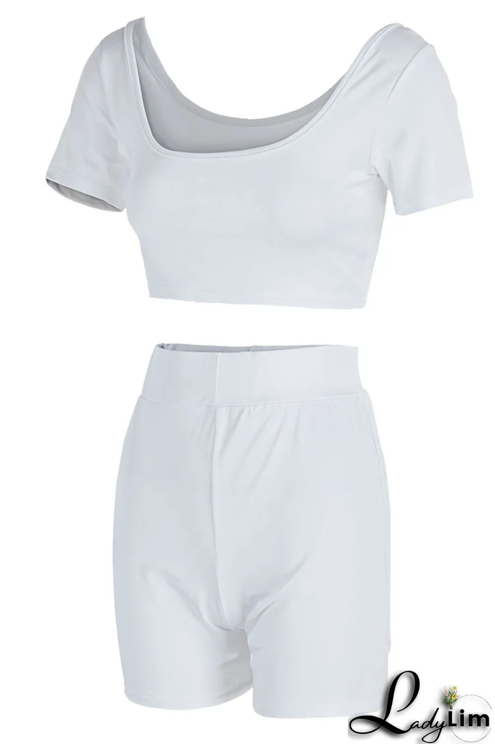 Red Sexy Solid Split Joint U Neck Short Sleeve Two Pieces