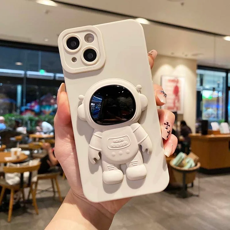 3D Bracket Astronaut Phone Case for iPhone 13 Mini 12 11 14 Pro Max Soft Silicon Back Cover for iPhone XR X XS Max 7 8 6 6s Plus