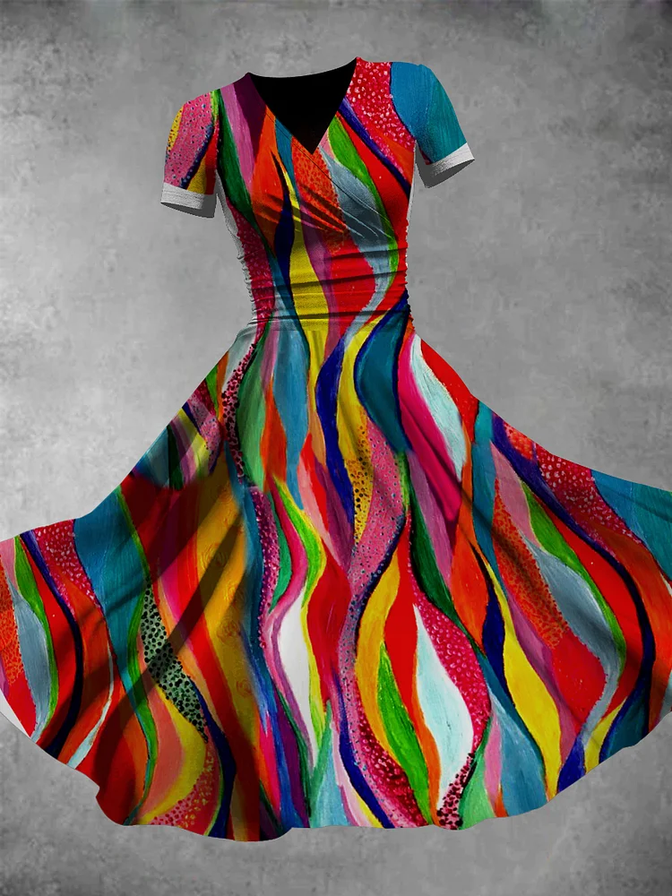 Women's Colorful Rainbow Print Dress