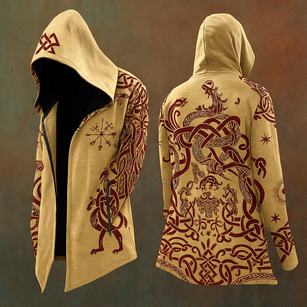 Men's Viking Mythology Jörmungandr Totem Hooded Jacket / Rvogue / Rvogue