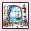 Window And Lighthouse-11CT Stamped Cross Stitch 40*40cm/15.75*15.75in tapestrymarket