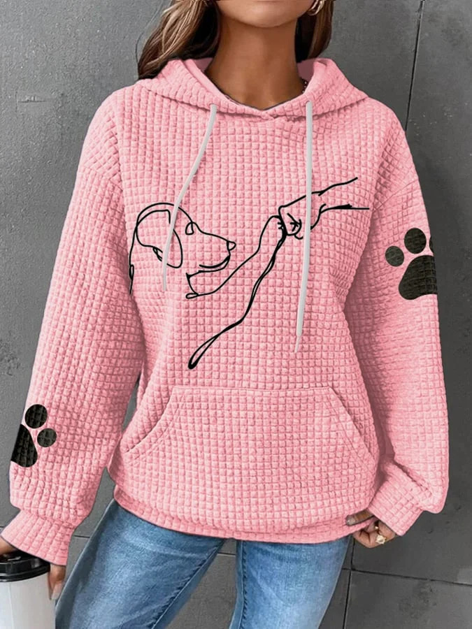 Women's Dog Print Plaid Textured Sweatshirt socialshop