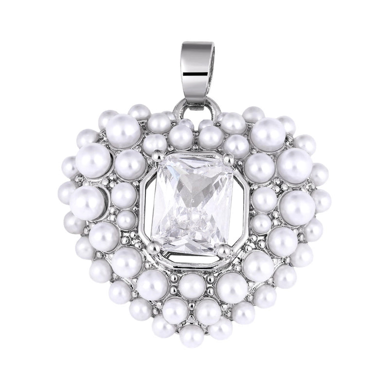 1 Piece Copper Zircon Four Leaf Clover Round Heart Shape Pendant Jewelry Accessories