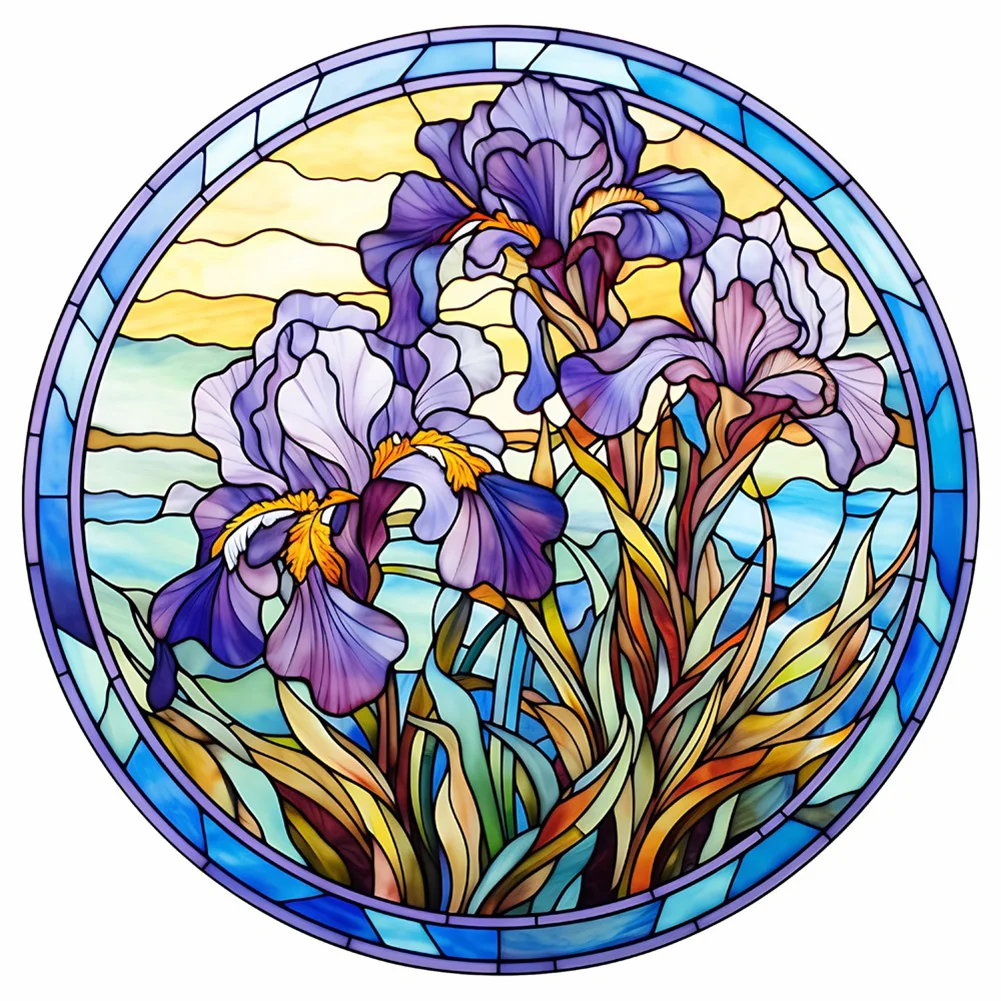 Full Round Diamond Painting - Stained Glass Flower(30*30cm)