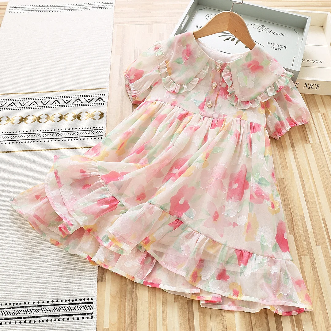 Fashion Baby Girl Dress Short Sleeve Brand Kids Girl Dress Clothes Princess Kids Summer Dress Size 90-130cm Vestido