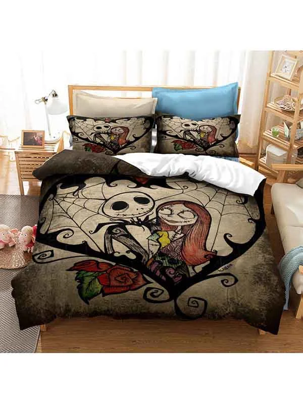Nightmare Before Christmas Bedding Duvet Cover Set of Kids Jack Skellington Bedding Set-elleschic