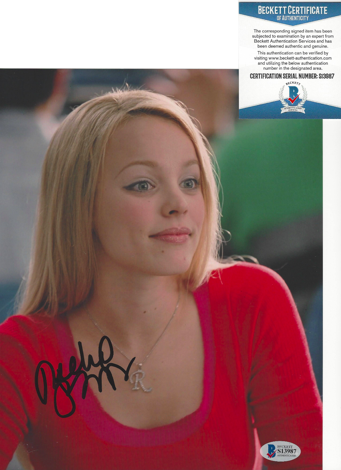 RACHEL MCADAMS SIGNED 'MEAN GIRLS' 8x10 Photo Poster painting SEXY ACTRESS BECKETT COA BAS